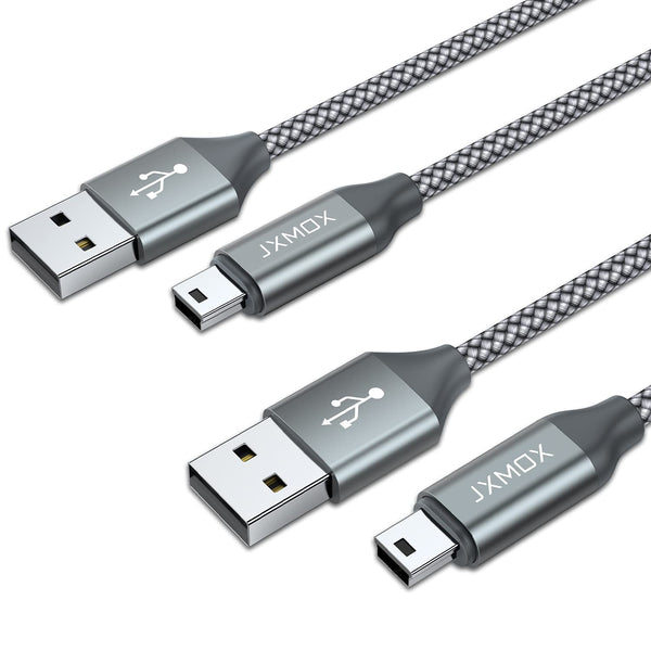 JXMOX Mini USB Cable 3.3ft (2 Pack) - USB 2.0 Type A Male to Mini B for Hero 3+, PS3, Cameras, Dash Cams, MP3, Garmin
