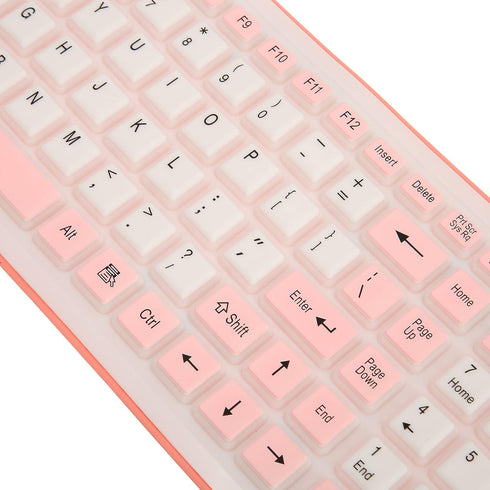 Silicone Keyboard, Foldable Waterproof Rollup Keyboard for PC Laptop Notebook, 103 Keys, Mute Typing, Lightweight