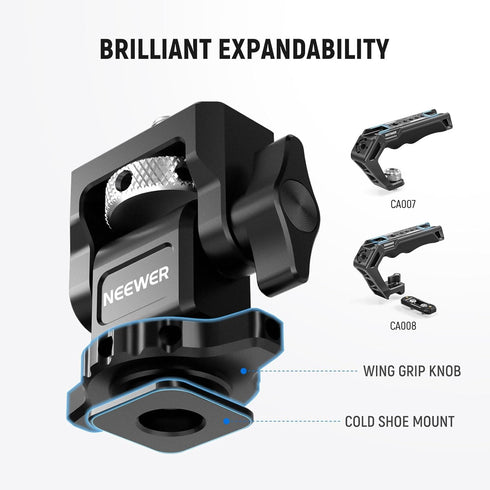 NEEWER Camera Monitor Mount with Cold Shoe, 1/4" Screw for 5" & 7" Field Monitor - Compatible with Atomos Ninja V, 360°