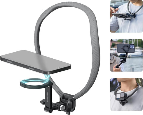 PGYTECH CapLock Quick Release Magnetic Neck Mount, Hand Free POV/Vlog Neck Holder for