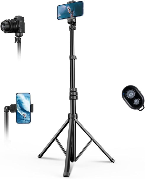 MIIASI 67" Phone Tripod, Extendable Tripod for iPhone, Selfie Stick with Remote and