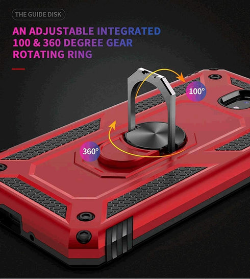 TJS Compatible with Samsung Galaxy J7 Case, Metal Ring Magnetic Support, Rose Gold