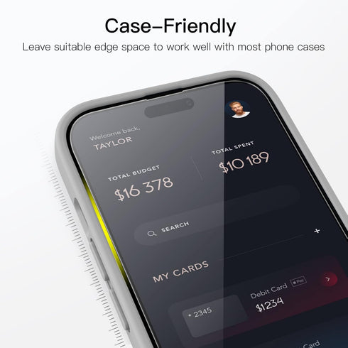 JETech 9H Tempered Glass Screen Protector for iPhone 14 Pro 6.1-Inch, HD Clear, Case-Friendly, 3-Pack. Full Coverage.