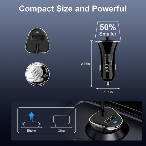 Android Type C Fast Car Charger for Samsung Galaxy S24 S23 FE A35 5G A15 A14 A25 A54 Z Fold 5 4, 3.4A Fast Charging