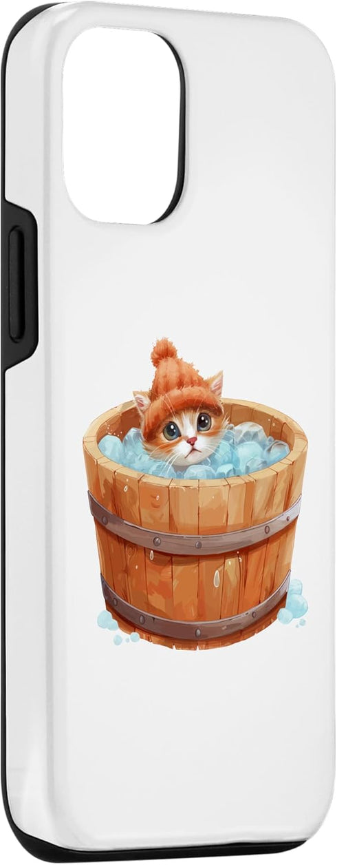 iPhone 14 Pro Cute Cat Ice Bathing Healthy Hobby Case