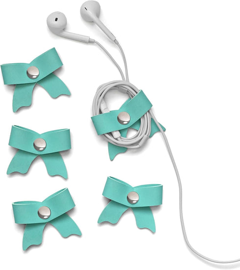 SenseAGE Mint 5 Pack Cord Organizer, Leather Cable Management, USB Holder, Earphone Winder, Storage Straps for
