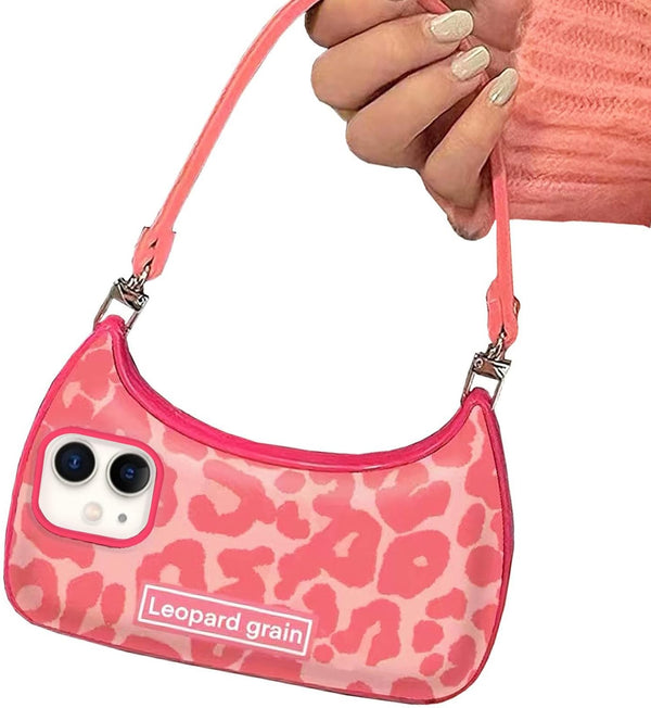 Cute Aesthetic Pink Leopard Print Wallet Case for iPhone 11, Shockproof Protective Case with Strap for Women Girls