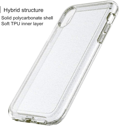 iPhone XR Case - Glitter Hybrid Shining Hard PC Back Protective Case for Girls, Crystal Clear