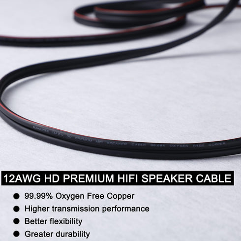 12 AWG HD Premium Soft Touch HiFi Speaker Cable (2 Pack, 3 Feet) with Banana Plugs for Bi-Wire Bi-Amp