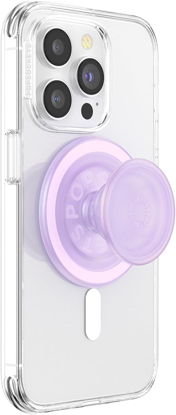 PopSockets Clear Opalescent Phone Grip Compatible with MagSafe, Adapter Ring Included, Phone Holder, Wireless Charging