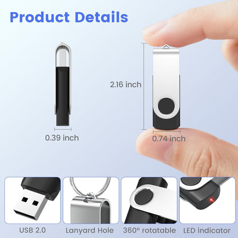 ABLAZE 4GB 10 Pack, 2.0 Flash Drive USB Memory Stick with Lanyards Swivel Thumb Drives Bulk Pendrive U Disk for Data