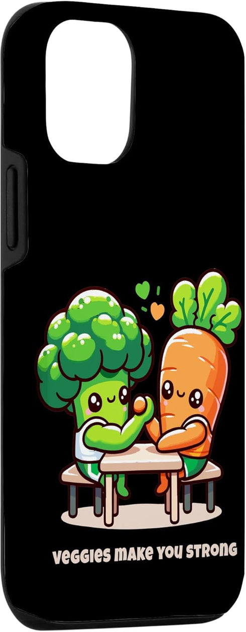 Funny Broccoli and Carrot 15 iPhone Funny Broccoli vs. Carrot Arm Wrestling Funny Food Tee Case
