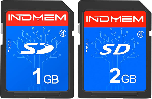 INDMEM SD Card 1GB + 2GB - Class 4 Flash Memory Card 2G SLC Standard Secure Digital Cards