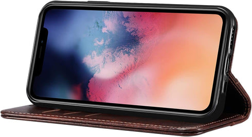 SINIANL Leather Case Wallet Folio for iPhone 11 Pro Max, Magnetic Closure with Stand and ID Holder, Credit Card Slots -