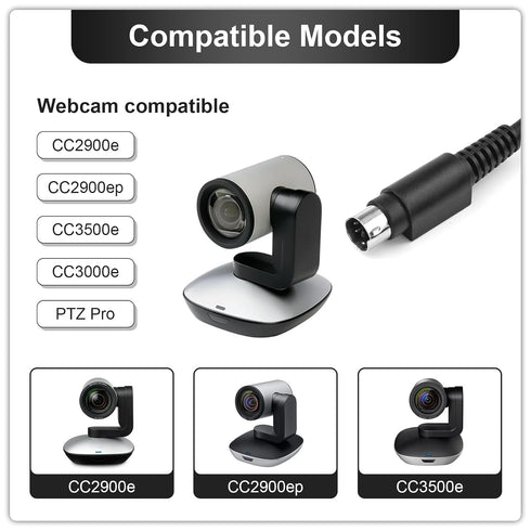 CC2900e 2900ep CC3500e 3000e Webcam,9.5Ft Replacement USB Webcam Power Cable Data Cord Compatible with Logitech PTZ Pro