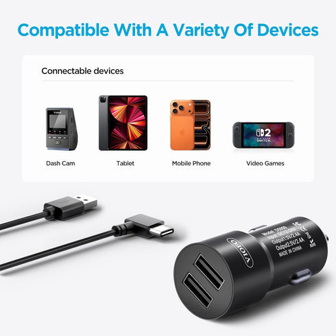 VIOFO D5000 11.4ft(3.5M) A229 Pro/A229 Plus/A119M Pro/A119Mini 2 Type-C USB Cigarette Charger with Power Cable for Dash