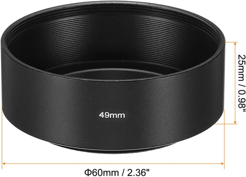 PATIKIL 49mm Lens Hood, Standard Focus Frosted Surface Anti-reflective Inside Hood with Cleaning Cloth for Camera Lens, Black for Nikon, for Fujifilm, for Pentax, for Leica