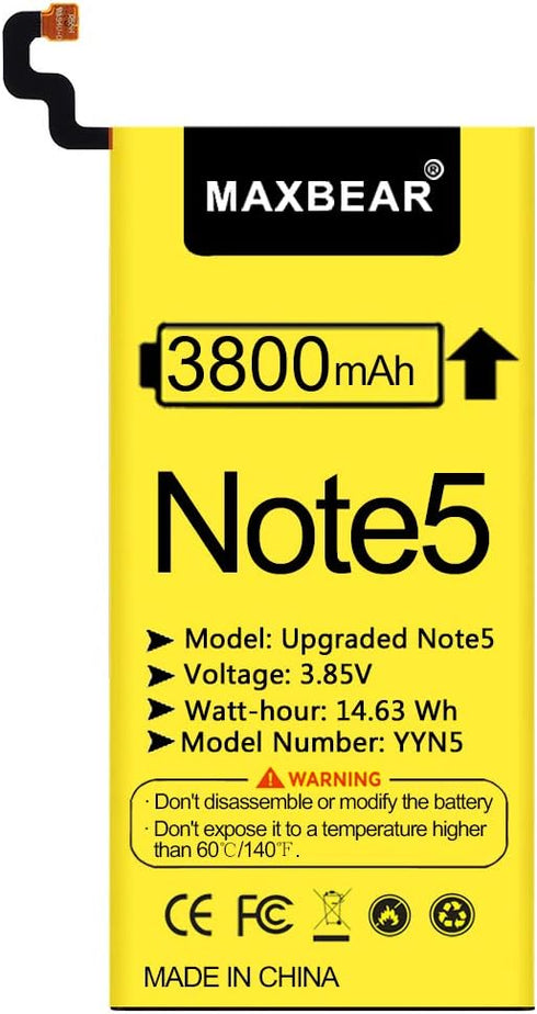 MAXBEAR Galaxy Note 5 Battery, Upgraded 3800mAh Li-Polymer Replacement Battery with Repair Tool Kit