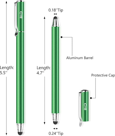Bargains Depot Stylus Pens for Touch Screens (2 Pcs), 2-in-1 Stylus for iPhone, iPad, Samsung Galaxy, Tablet with 20