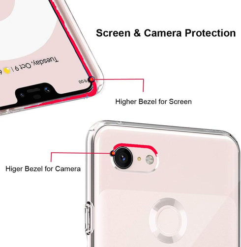 Unov Pixel 3 XL Case, Clear with Design Soft TPU Shock Absorption Slim Embossed Floral Pattern (Flower Bouquet)