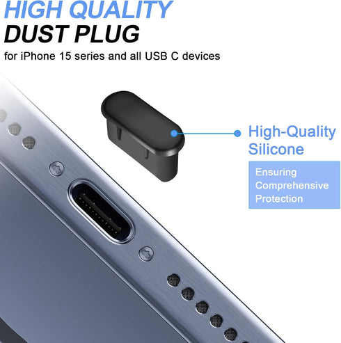 Silicone USB C Dust Plug Cover with Cleaning Kit for iPhone 15 Series, Samsung Galaxy S23/S22/S21/S20, Note 20/10 and