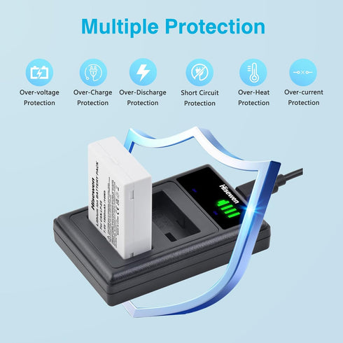 Hisewen LP-E8 2-Pack T2i, T3i, T4i, T5i, 550D, 600D, 650D, 700D, X4, X5, X6 Battery and Dual USB Charger Compatible