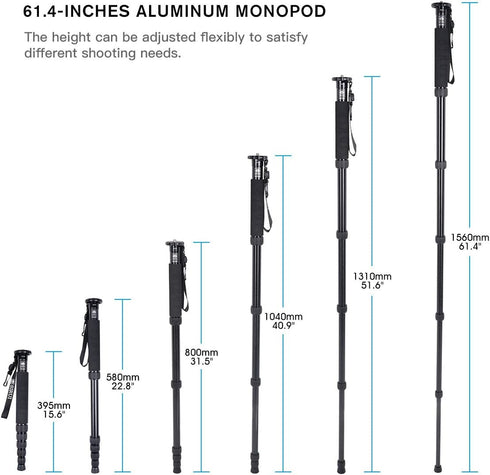SIRUI AM-306M Camera Monopod, 6-Section, 15.6-61.4 inches, Aluminum Alloy, Lightweight Portable Travel Monopod