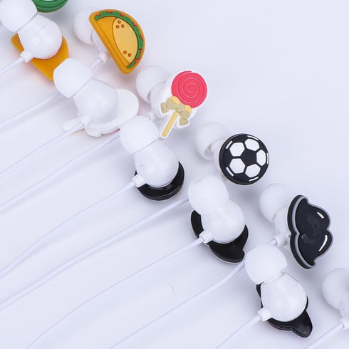 QearFun Cartoon Silicone Earbuds for Kids, 6pcs Different Pattern, Wired Earbud & in-Ear Headphones Gift for School