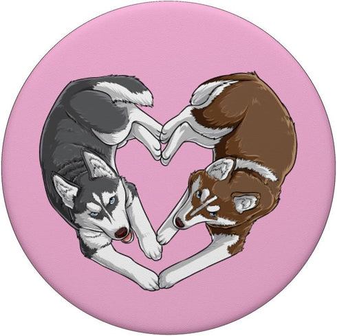 PopSockets PopGrip: Swappable Grip for Phones & Tablets - Valentines Day Heart Funny Siberian Husky Dog Cute Pink Gift