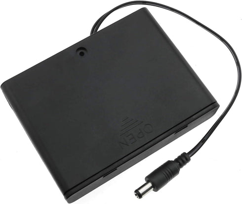 E-outstanding Battery Box, 6x1.5V AA Battery Case Holder, Black with ON/Off Switch