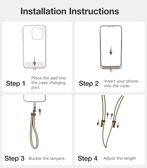 2 TORRAS Phone Lanyard Crossbody with Phone Tabs, Adjustable Anti Theft Phone Strap for All Phones, Premium Metal