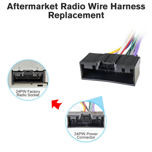 16Pin-24Pin F-150 F-250 F-350 Radio Wiring Harness Kit Stereo Wire Harness Connector Compatible with Ford Focus Fusion