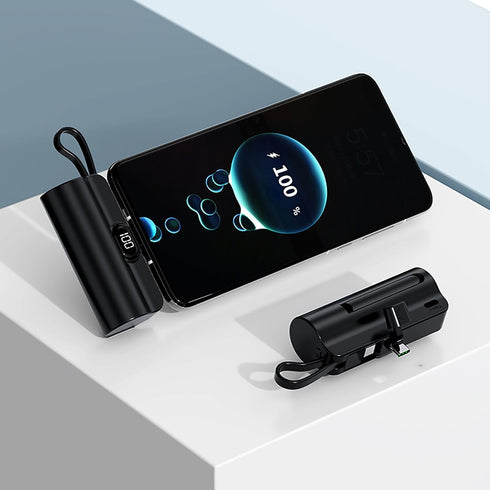 Mini Phone Charger 5500mAh Portable Power Bank, Dual USB-C Ports Cell Phone Power Charger, LCD LED Display Compatible