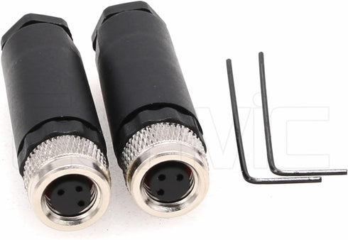 M8 3 Pin Female A Code Socket Industrial Circular Sensor Connector, 8mm Waterproof IP67, 2PCS