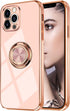 Omorro Rose Gold iPhone 13 Pro Case - Kickstand Ring Holder with 360 Rotation, Slim Luxury Girly Case