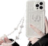 Casechics iPhone Xs Max Case: Cute 3D Crystal Bow Tie, Soft Shockproof Cover with Heart Wristband Strap (White)