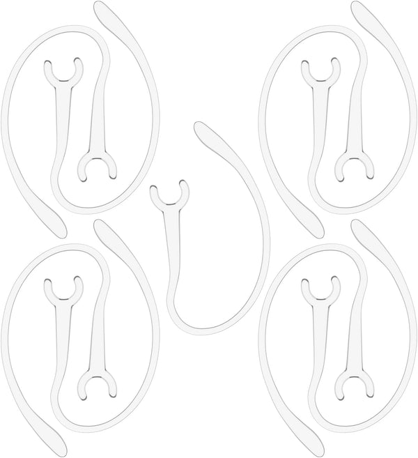 9 Pack Flexible Ear Hooks for Wireless Headset, Clear, Small Clamp Holder Clips, Replacement Ear Loops Earpiece