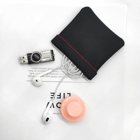 3pcs Earphone Pouch PU Leather Headphone Storage Bag, Universal Spring Bag Closure for Storing Earphones, Coins
