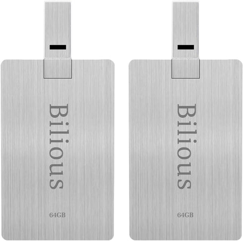 Bilious USB Flash Drive, 2PCS 64GB Metal Credit Card Bank Card Style Thumb