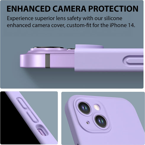 CellEver Heavy-Duty Silicone Case for iPhone 14, Military Drop Protection, Camera Shield, Scratch-Free Interior - Light