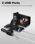 Cigarette Lighter Car Phone Holder Charger, Dual USB Fast Charging Mount with Adjustable Arm & 360° Rotating for iPhone