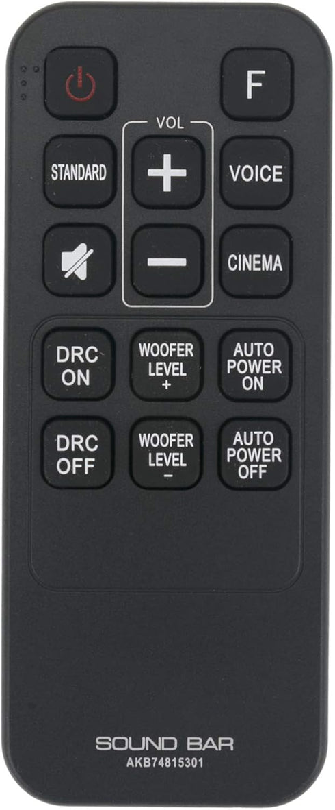 AKB74815301 Replacement Sound Bar Remote Control - Compatible with LG Soundbar Models S45A1-D, S55A3-D, and more
