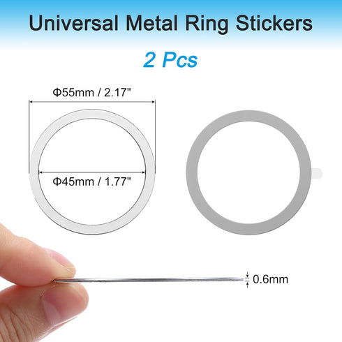 55x0.4mm(ODxT) 2 Pack, MECCANIXITY Universal Metal Ring Sticker Wireless Magnetic Charger Magnet Ring Stickers