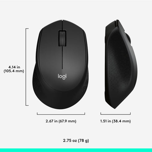 Logitech MK345 Wireless Combo, Full-Sized Keyboard with Palm Rest and Comfortable Mouse, Black