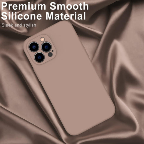 DEENAKIN iPhone 12 Pro Case with Screen Protector, Soft Silicone Gel Rubber Bumper Cover, Light Brown