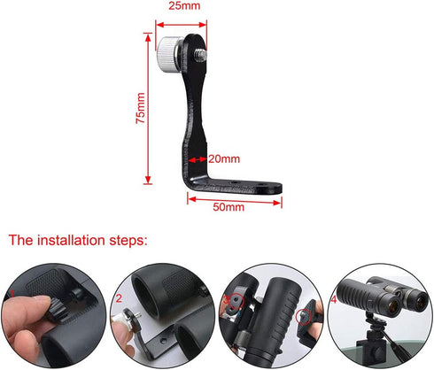 HJ Garden Binocular Tripod Mounting Adapter, L-Shaped Mount Holder for Binocular Telescope and Camera