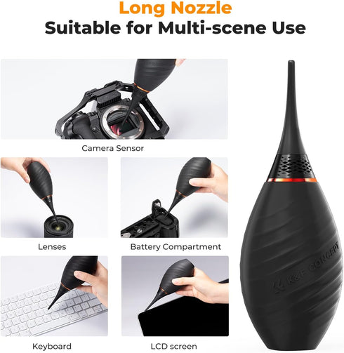 K&F Concept Soft Tip Strong Air Blower, Single Air Intake Camera Lens Blower with Long Nozzle for Digital SLR Lens