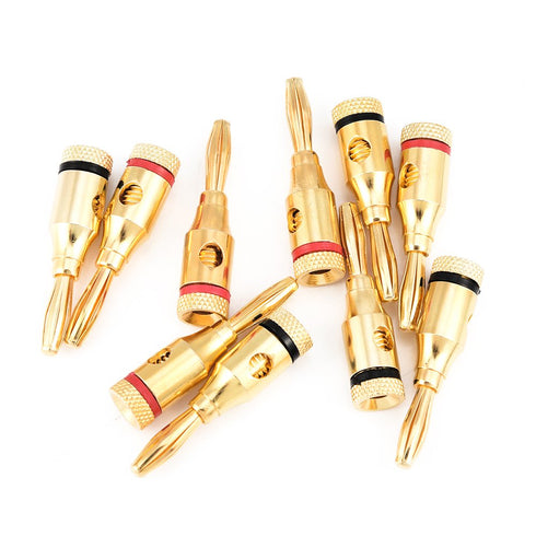 Taidda 10 Pcs Portable Lightweight Sturdy Durable Gold Plated Speaker Banana Connector Plug Wire Audio Adapter
