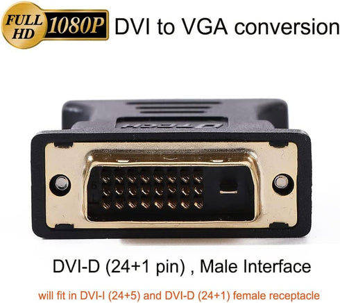 DTECH DVI to VGA Adapter, DVI-D Male to VGA Female Converter 1080P Video Connector