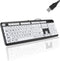 Luqeeg Large Print Computer Keyboard, USB Wired 104 Keys Black White High Contrast Keyboard for Low Vision Users